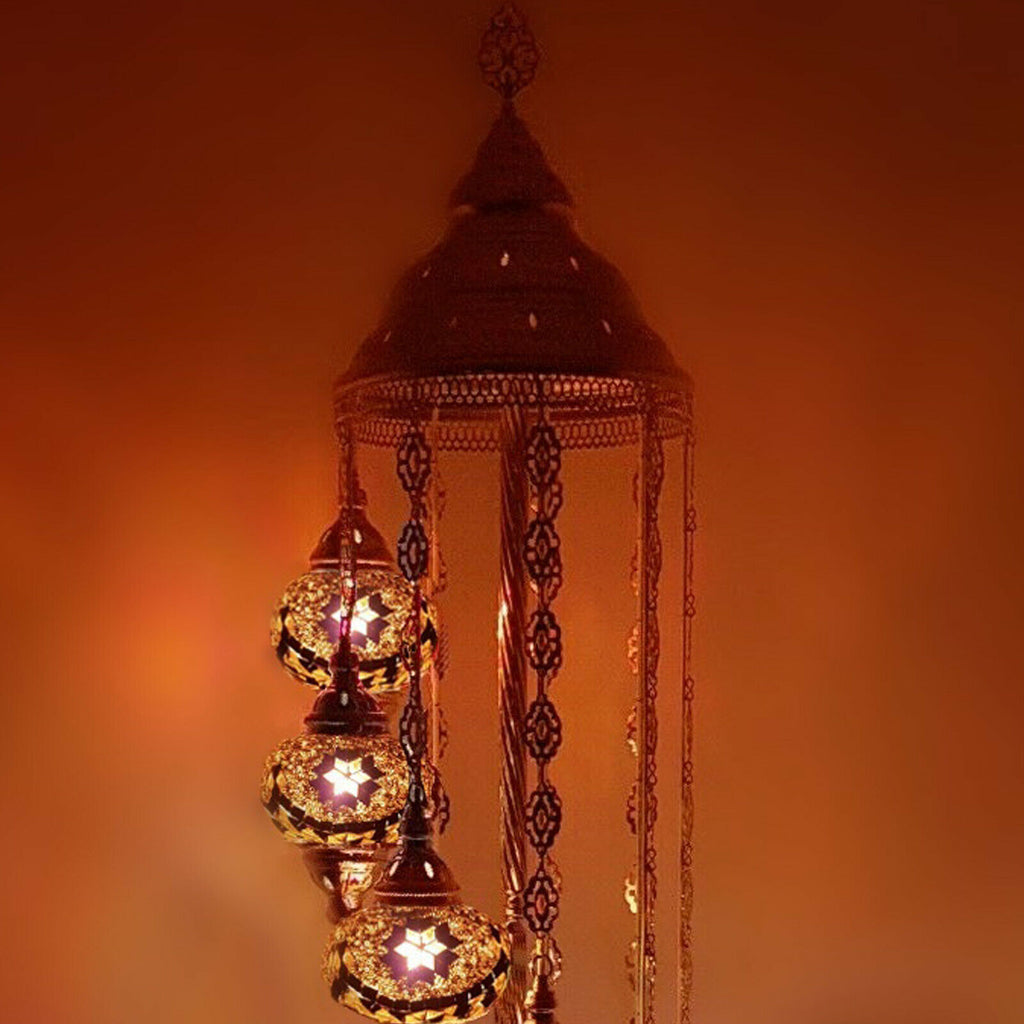 9 Ball Moroccan Turkish Style Silver Floor Lamp SG5