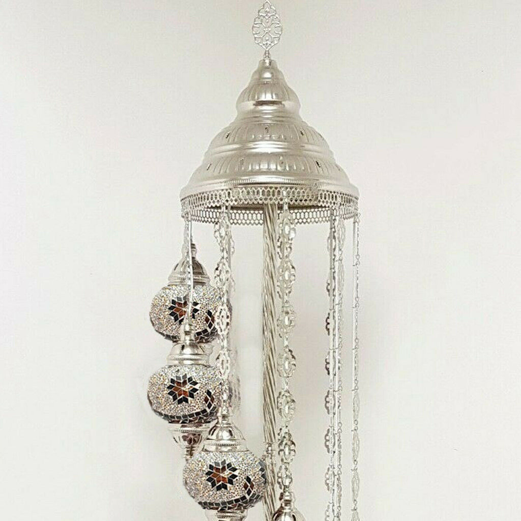 9 Ball Moroccan Turkish Style Silver Floor Lamp SG5