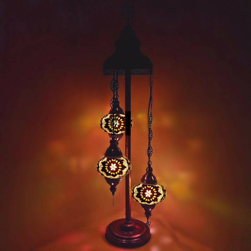 3 Ball Moroccan Turkish Style Floor Lamp Large Glass G1