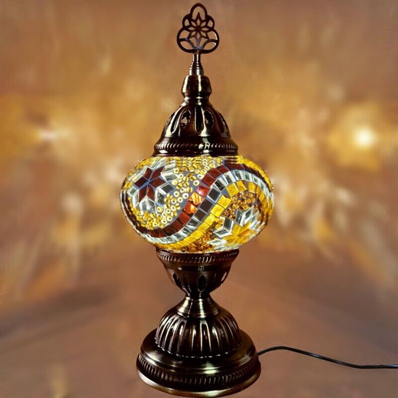 Türkisch-marokkanische Lampe, authentischer Glas-Schreibtisch im Tiffany-Stil, CE-geprüft