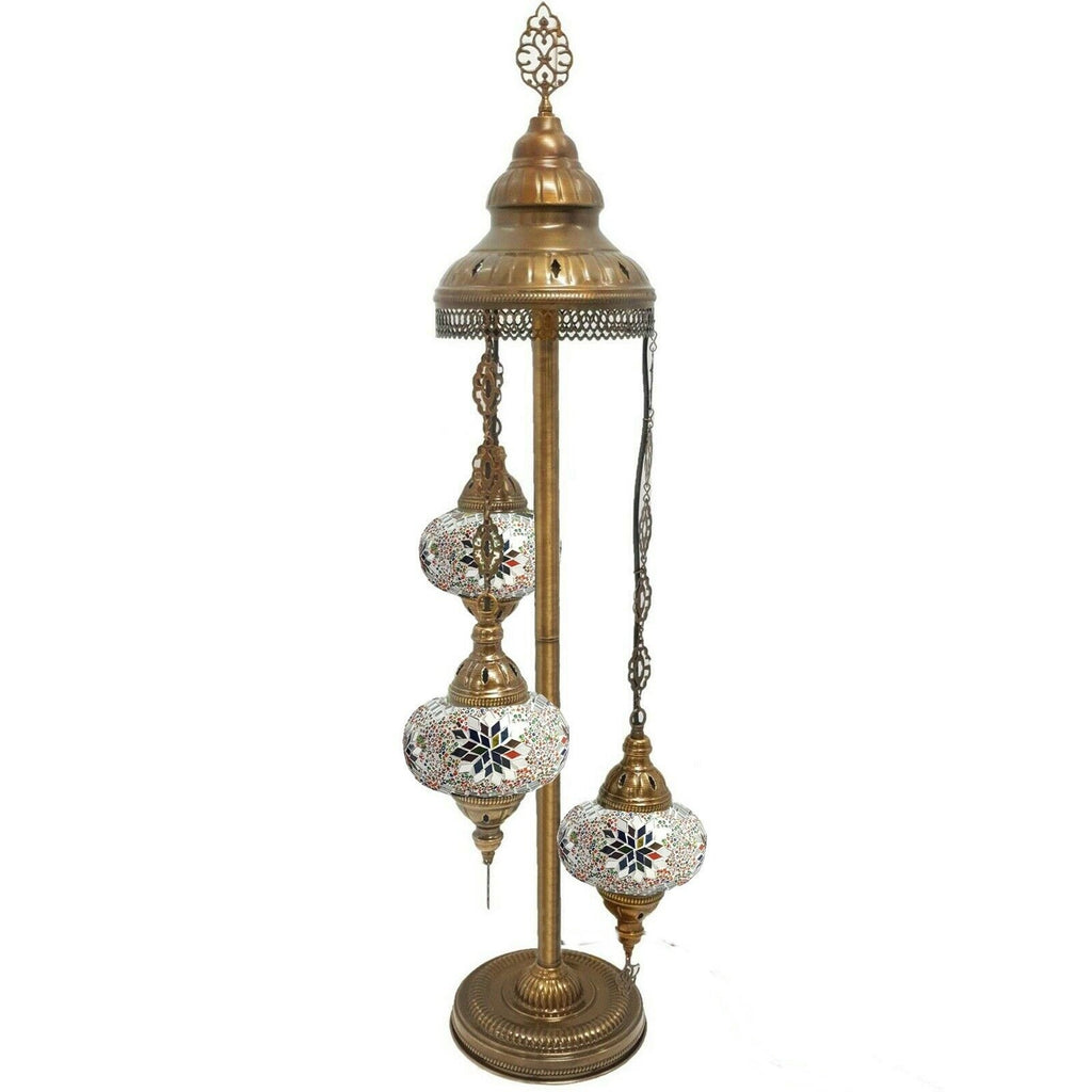 3 Ball Moroccan Turkish Style Floor Lamp Large Glass MC4