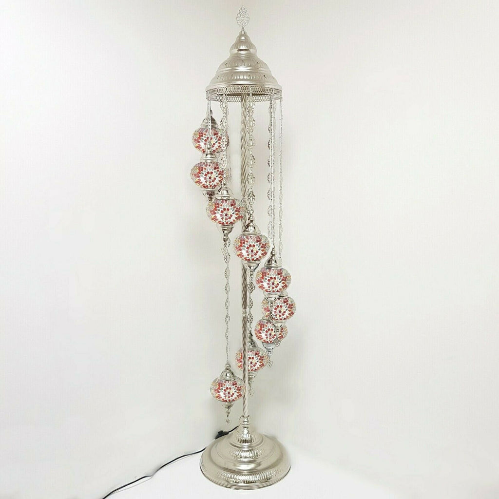 9 Ball Moroccan Turkish Style Silver Floor Lamp SMC2