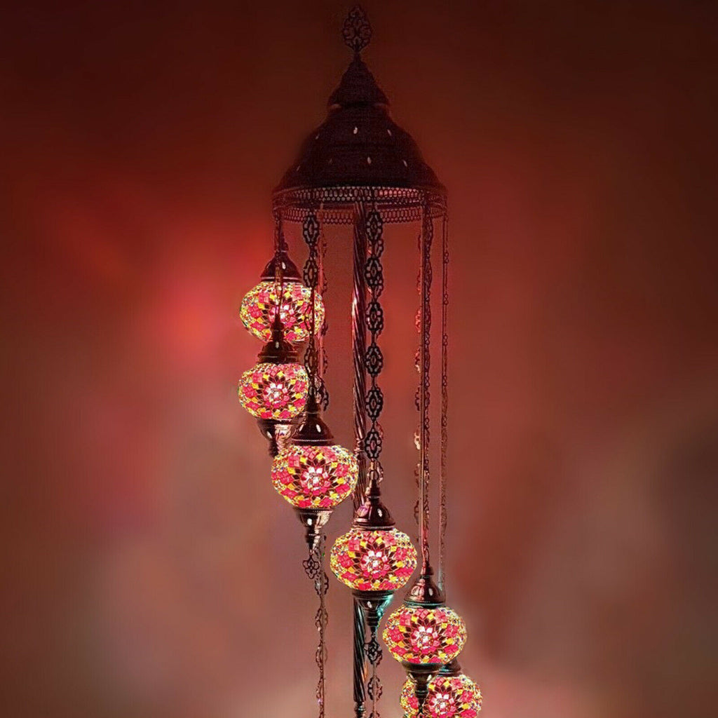 9 Ball Moroccan Turkish Style Silver Floor Lamp SMC2