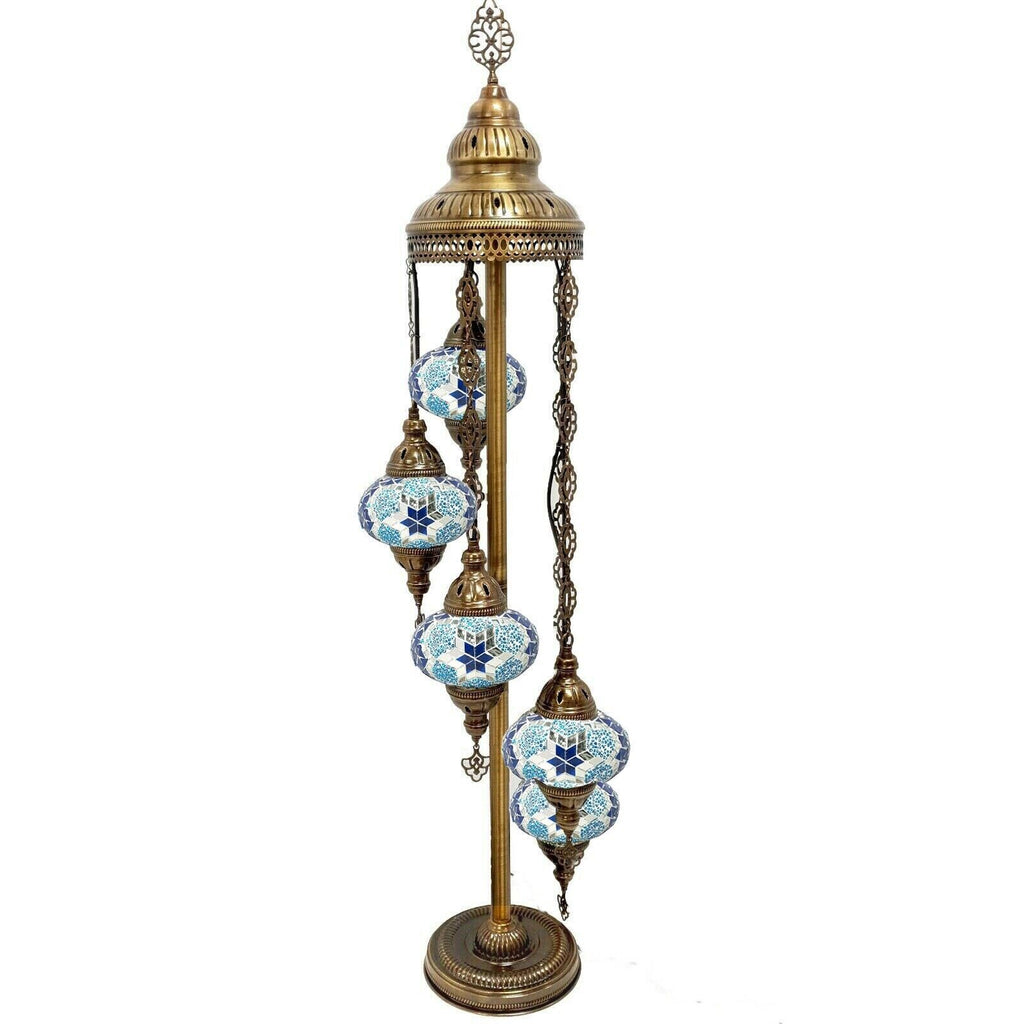5 Ball Moroccan Turkish Style Floor Lamp Large Glass B4A