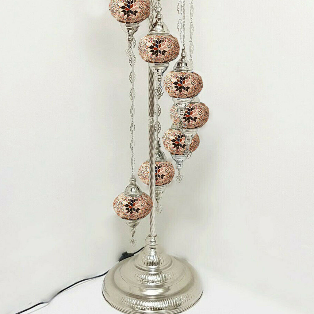 9 Ball Moroccan Turkish Style Silver Floor Lamp SMC4