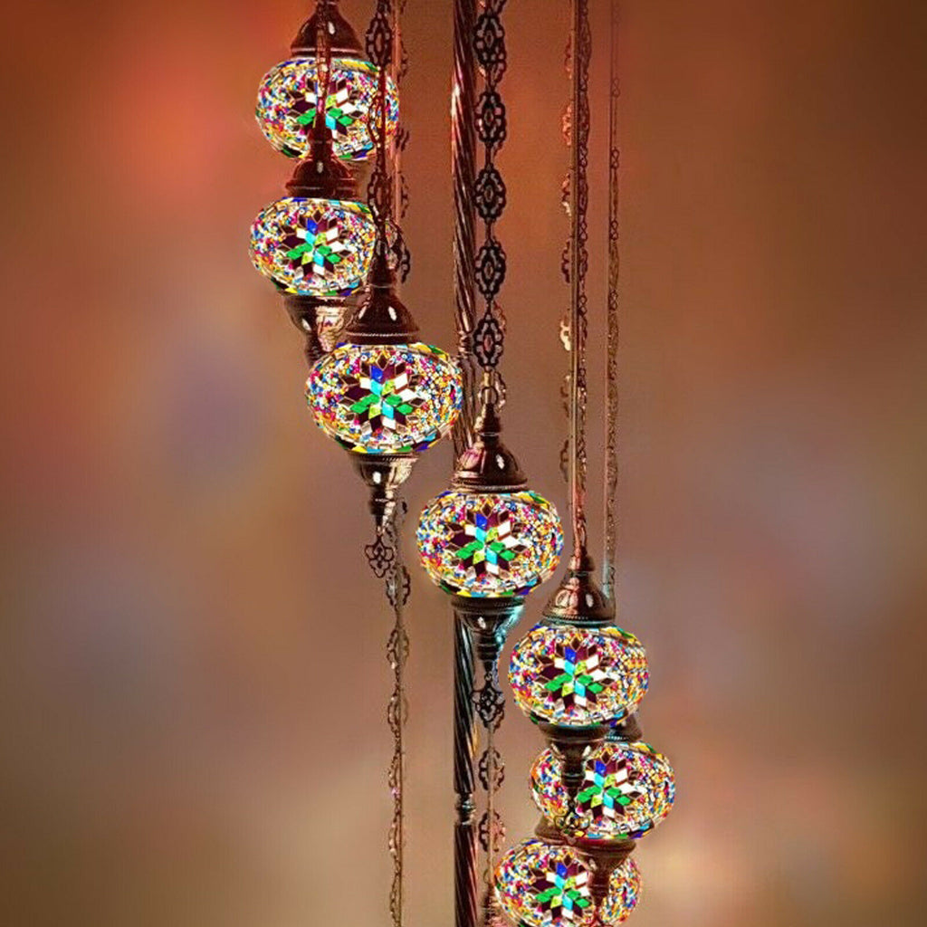 9 Ball Moroccan Turkish Style Silver Floor Lamp SMC4