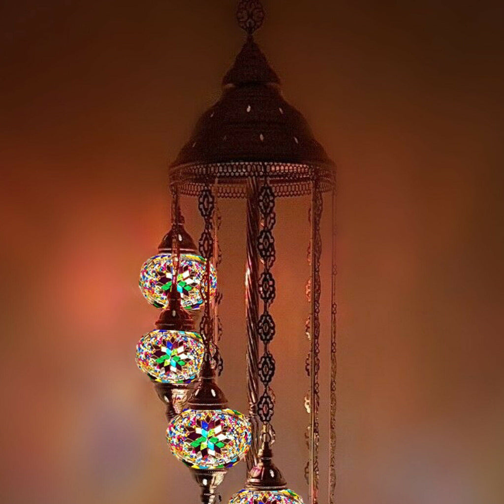 9 Ball Moroccan Turkish Style Silver Floor Lamp SMC4