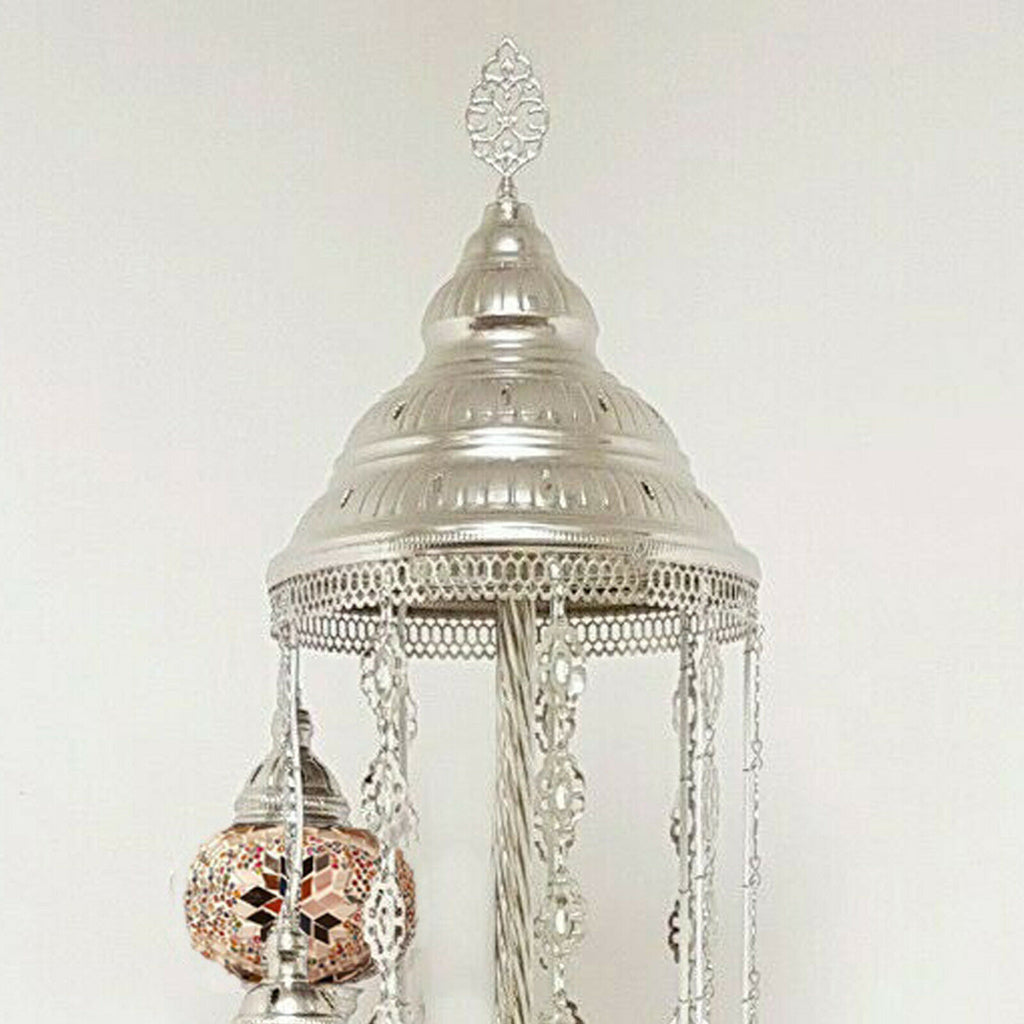 9 Ball Moroccan Turkish Style Silver Floor Lamp SMC4