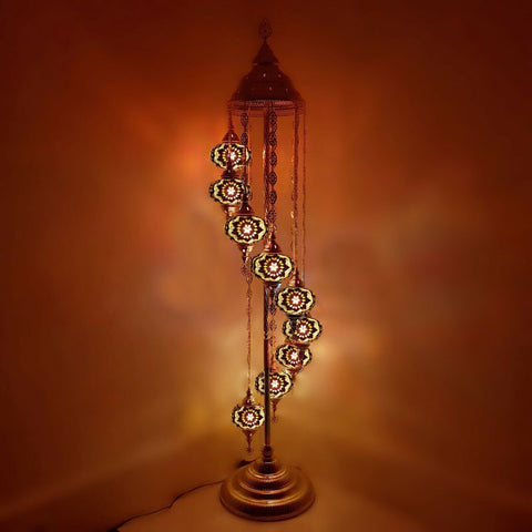 9 Ball Marokkanische Türkische Silber Stehlampe Großes Glas SLG1