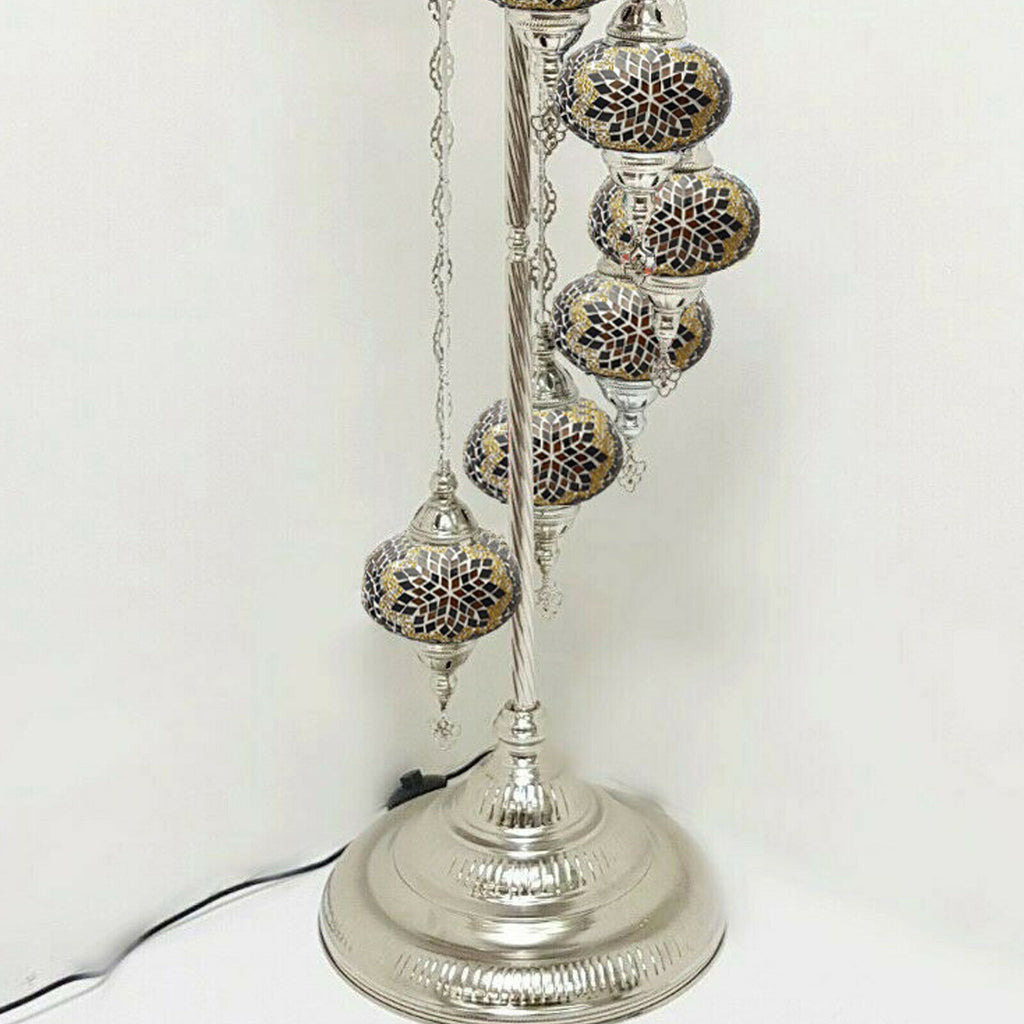 9 Ball Marokkanische Türkische Silber Stehlampe Großes Glas SLG1