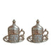 Turkish Moroccan Silver Color Metal Ceramic Coffee Saucer Cup + 100G Coffee pack