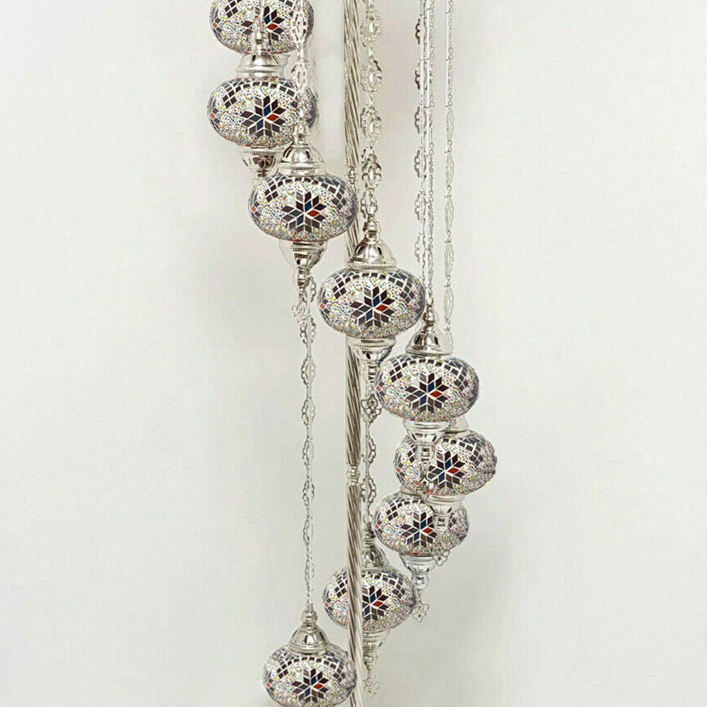 9 Ball Moroccan Turkish Style Silver Floor Lamp Large Glass SLR1