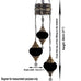 3 Ball Moroccan Turkish Style Chandelier Large Glass MIX-1