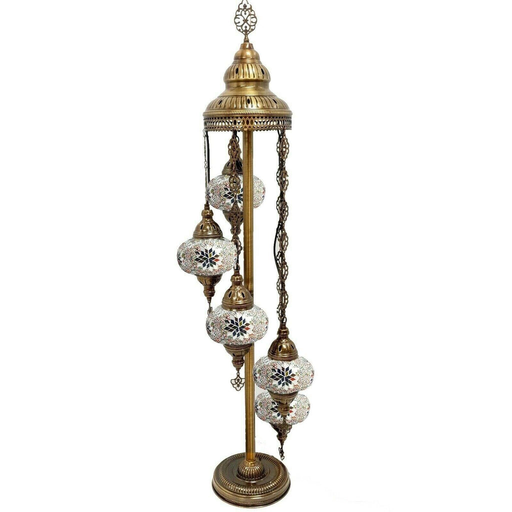 5 Ball Moroccan Turkish Style Floor Lamp Large Glass MC4