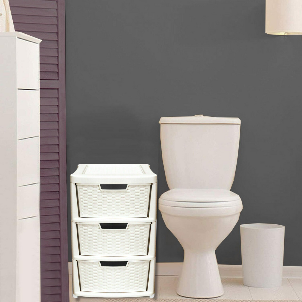 LARGE 3 PLASTIC DRAWERS - TOWER UNIT TROLLEY CHEST DRAWER SCHOOL OFFICE HOME