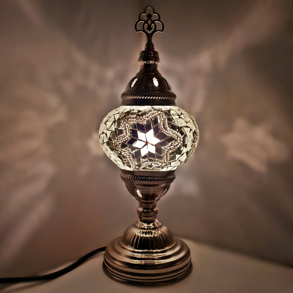 Moroccan Turkish Silver Mosaic Table Lamp