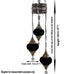 3 Ball Moroccan Turkish Style Chandelier Large Glass OTO