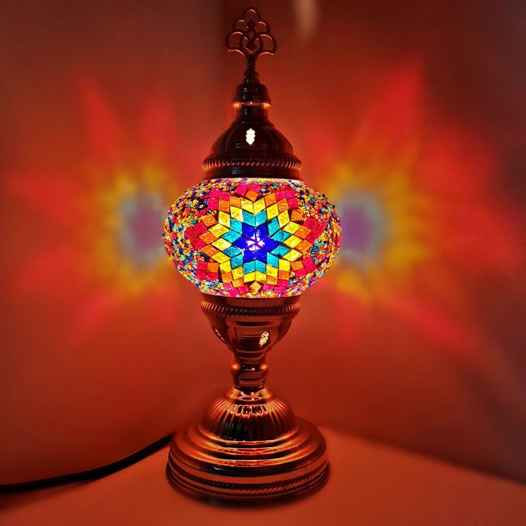 Moroccan Turkish Silver Mosaic Table Lamp