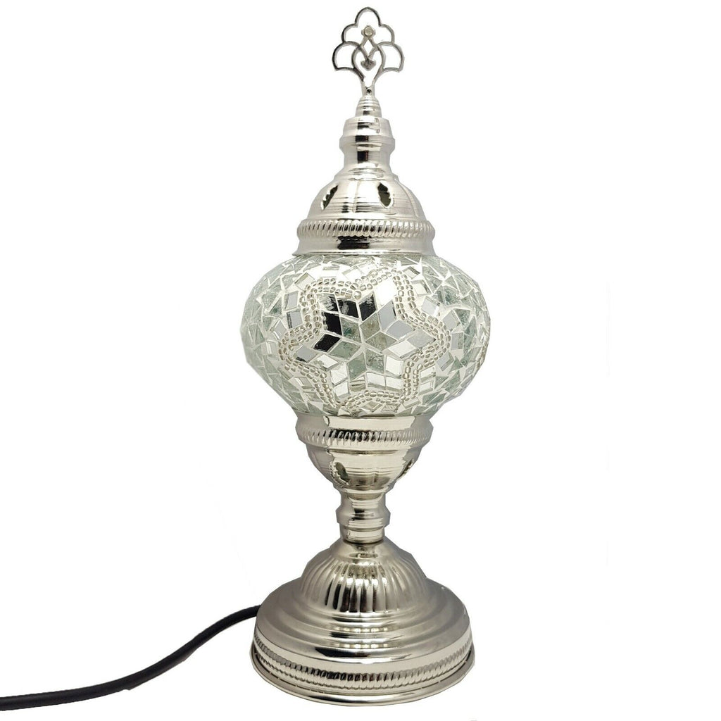 Lámpara de mesa de mosaico de plata turca marroquí