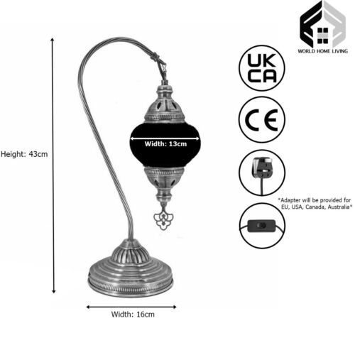 Moroccan Turkish Silver Chrome Table Lamp - MC2