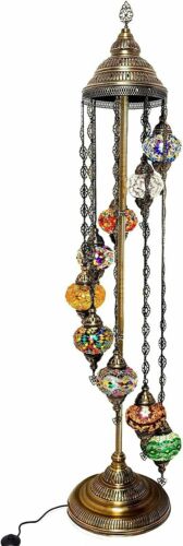 Lámpara de pie de estilo turco marroquí de 9 bolas de vidrio mediano
