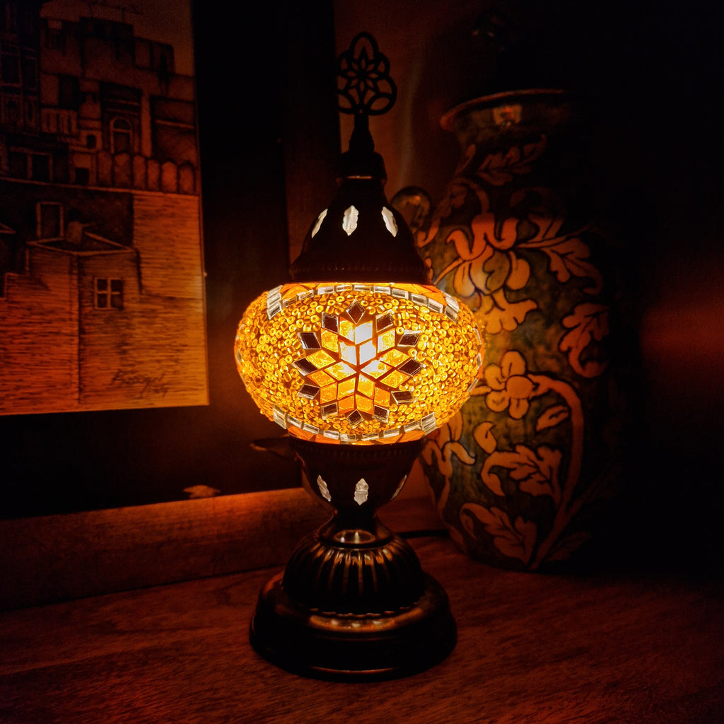 Türkisch-marokkanische Lampe, authentischer Glas-Schreibtisch im Tiffany-Stil, CE-geprüft