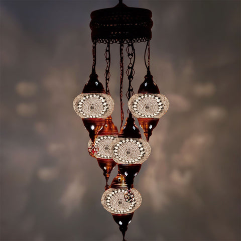 5 Ball Moroccan Turkish Style Chandelier W5 - 100cm Drop