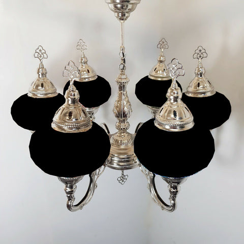 Replacement Metal Part Only 6 Ball Moroccan Turkish Style Silver Chandelier