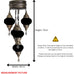 5 Ball Moroccan Turkish Style Chandelier MC2 73CM DROP - LARGE GLASS