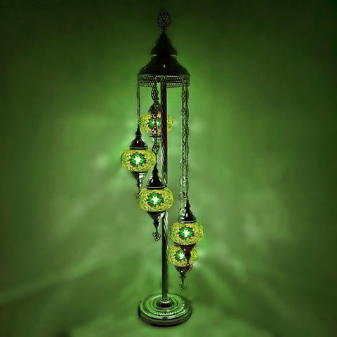 5 Ball Moroccan Turkish Style Silver Floor Lamp Large Glass SLGR1