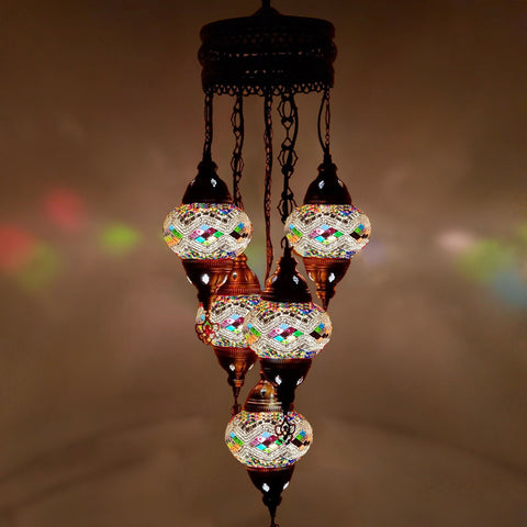 5 Ball Moroccan Turkish Style Chandelier MC11 - 73cm Drop