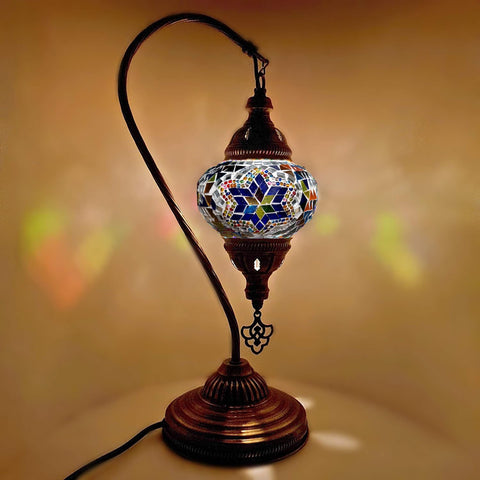 Turkish Mosaic Moroccan Lamp Light Tiffany Style Glass Desk Table CE Tested