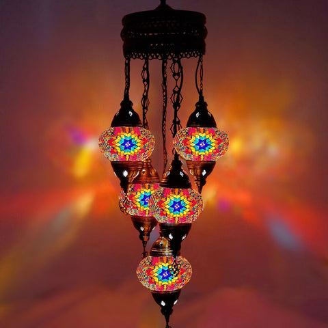 5 Ball Moroccan Turkish Style Chandelier MC7 - 100cm Drop