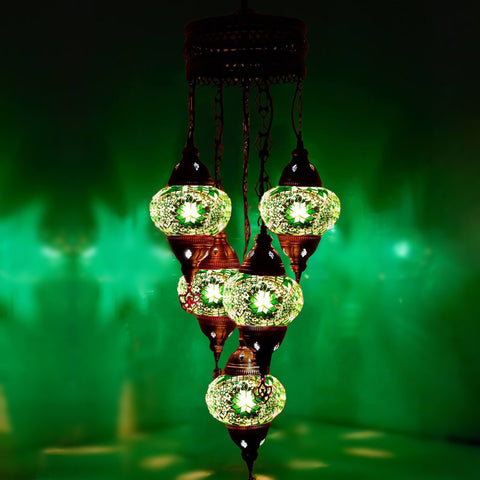 5 Ball Moroccan Turkish Style Chandelier GR1 - 73cm Drop