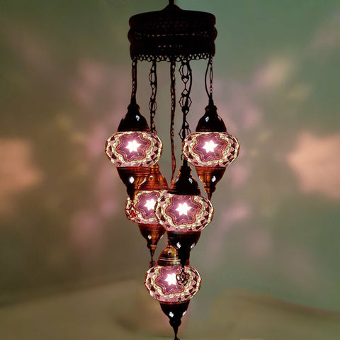 5 Ball Moroccan Turkish Style Chandelier P8 - 100cm Drop