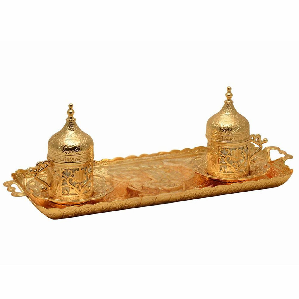 Turkish Arabic Coffee Serving Set in Gold