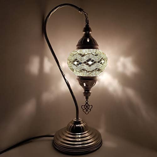 Moroccan Turkish Silver Chrome Table Lamp - W10