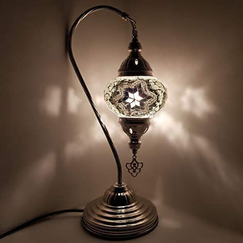 Moroccan Turkish Silver Chrome Table Lamp - W6