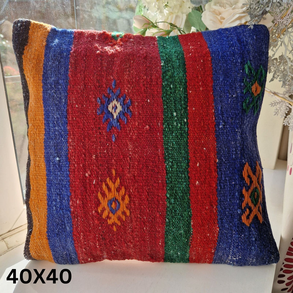 Turkish Moroccan Kilim Design Colourful Cushion Cover + Filler