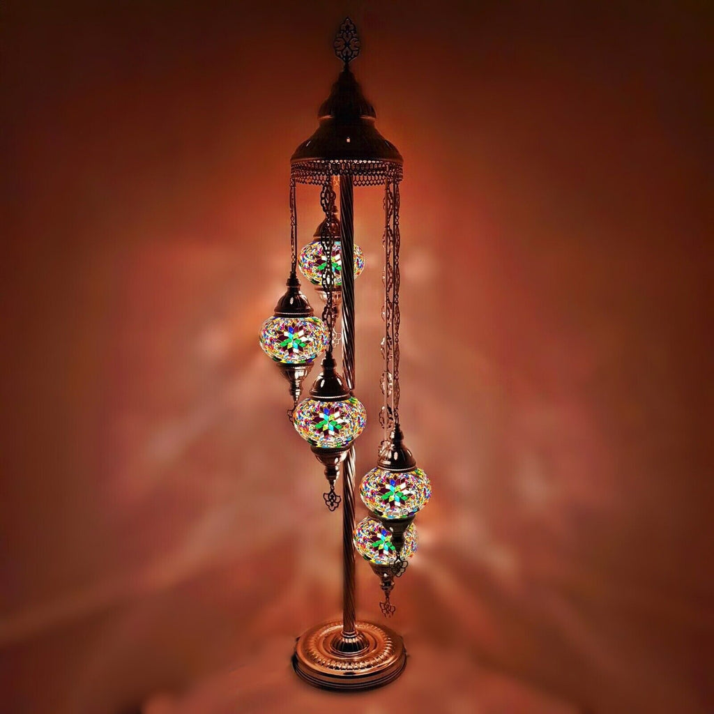 Silberne Stehlampe im marokkanischen türkischen Stil mit 5 Kugeln SMC4