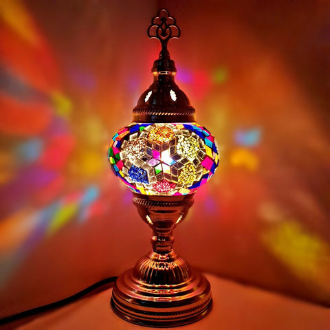 Moroccan Turkish Silver Mosaic Table Lamp