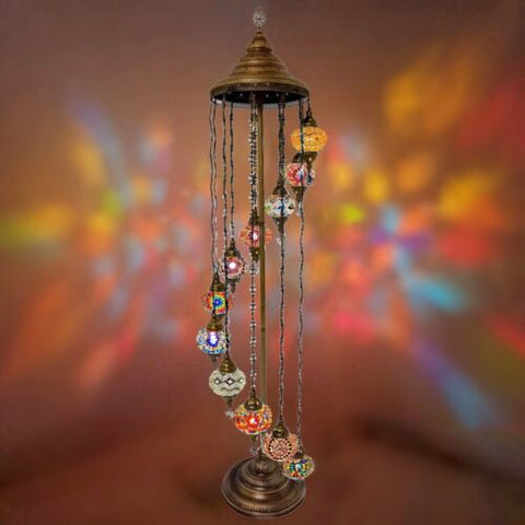11 Ball Moroccan Turkish Style Floor Lamp with Small Glass GLA13MIX- 1