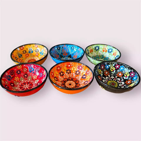 Turkish Moroccan Hand Painted Mix Colour 12cm Bowl Set of 6