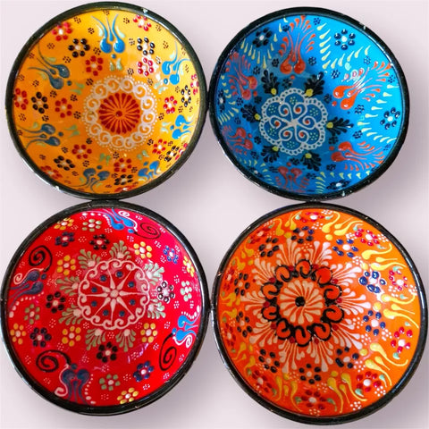 Turkish Moroccan Hand Painted Mix Colour 12cm Bowl Set of 4