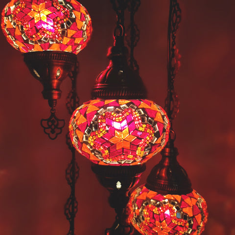 Candelabros turcos Lámpara colgante de mosaico de vidrio de estilo Tiffany marroquí
