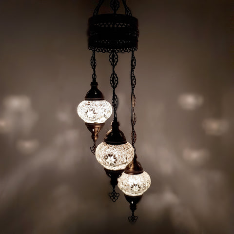 Lámpara de araña de estilo turco marroquí de 3 bolas W1