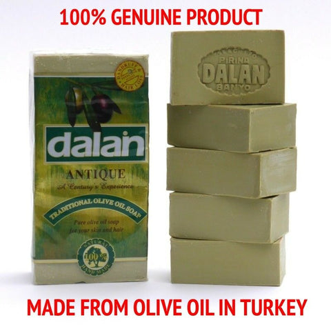 Jabón turco Dalan 5 x barras Natural 100% Baño de aceite de oliva puro Pavo hecho a mano