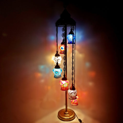 Lámpara de pie de estilo turco marroquí de 7 bolas GLATULIP