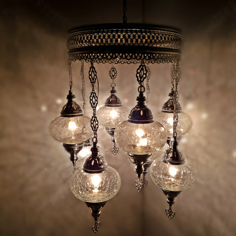 Candelabro de plata de estilo turco marroquí de 8 bolas, otomano transparente, 17 cm