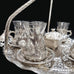 Ottoman Turkish Greek Silver Brass Glass Tea Coffee Saucers Cups Tray Set